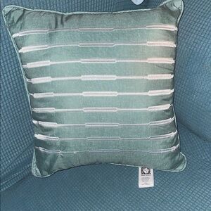 Anne Klein 16” x 16” green and white throw pillow